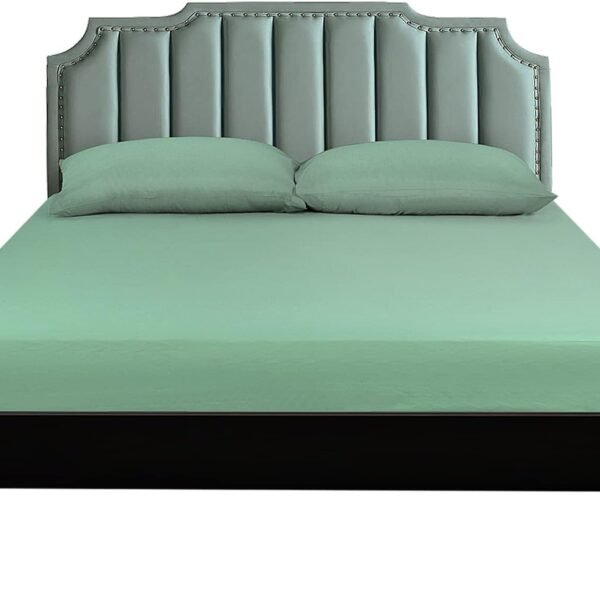 Queen size fitted sheet (cotton), fitted sheet only, 300 thread count, soft and breathable, 8-10 inch deep pocket fitted sheet, suitable for hotels and homes, light green