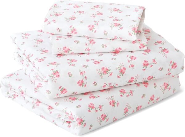 Full-size four-piece sheet set, soft and breathable, bedroom-friendly, deep pocket design, accommodates mattresses up to 16 inches thick, wrinkle-resistant and cool