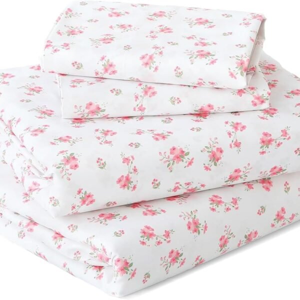 Full-size four-piece sheet set, soft and breathable, bedroom-friendly, deep pocket design, accommodates mattresses up to 16 inches thick, wrinkle-resistant and cool