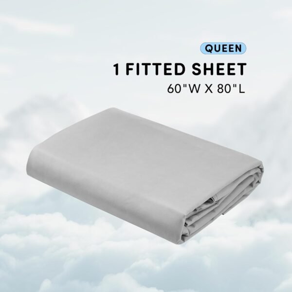 Moisture-wicking fitted sheet (fitted sheet only), ultra-soft, colorfast, fully elastic deep pocket design, fits 16-inch thick mattresses. Cool summer sheets to relieve night sweats, Queen size, grey