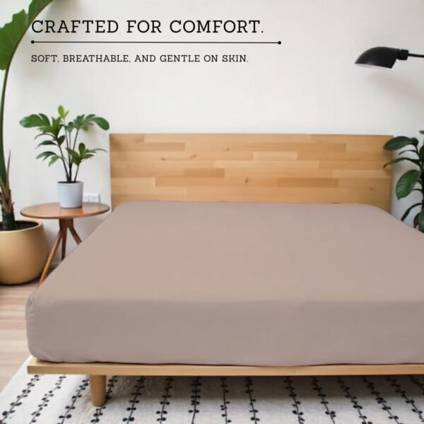 Fitted Sheet (fitted sheet only), 800-count satin weave, 18-inch deep pocket, soft, breathable and cool fitted sheet, taupe