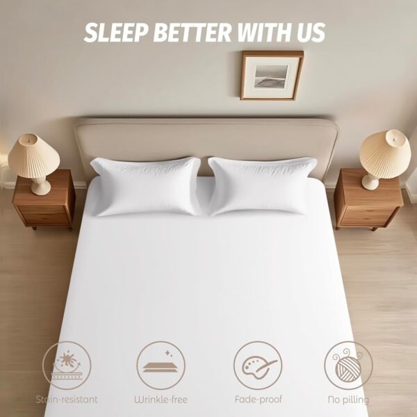 Queen Fitted Sheet, 100% Cotton, Premium Hotel Quality Touch, Breathable and Durable, Deep Pocket 15-18 inches (60 inches x 80 inches), White