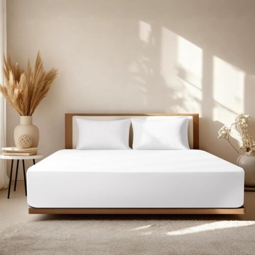 Queen Fitted Sheet, 100% Cotton, Premium Hotel Quality Touch, Breathable and Durable, Deep Pocket 15-18 inches (60 inches x 80 inches), White