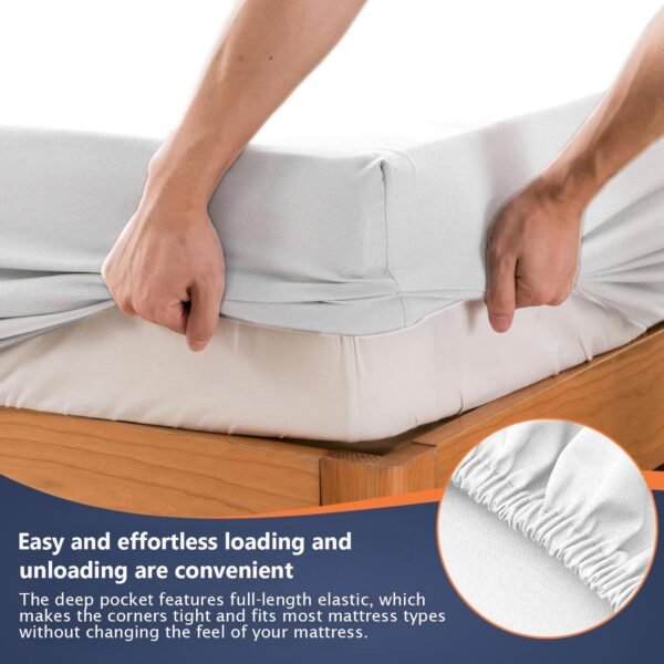 Single Fitted Sheet - 16-inch deep pocket fitted sheet - Soft pre-washed microfiber - Breathable, colorfast, easy care, includes 1 single fitted sheet (White, Single)