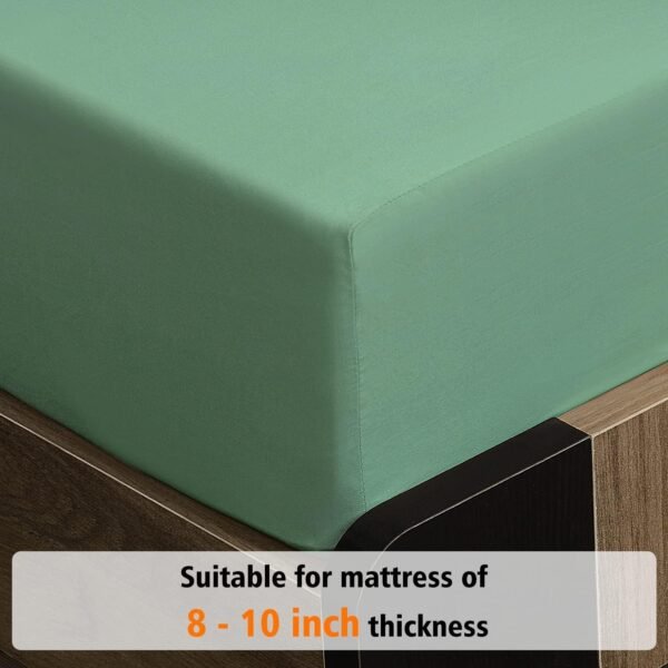 Queen size fitted sheet (cotton), fitted sheet only, 300 thread count, soft and breathable, 8-10 inch deep pocket fitted sheet, suitable for hotels and homes, light green