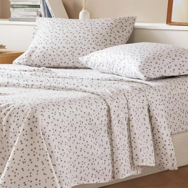 Flannel sheets, queen size - four-piece ultra-soft and warm sheets, comfortable 100% cotton tan plaid sheets, brushed finish for extra softness, dusty rose pattern, 14-inch deep pocket design