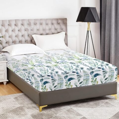 Floral Pattern Fitted Sheet, Premium Double-Brushed Microfiber Deep Pocket Fitted Sheet, Extra Large, Super Soft Fitted Sheet, Shrink-Resistant, Fade-Resistant, Extra Large
