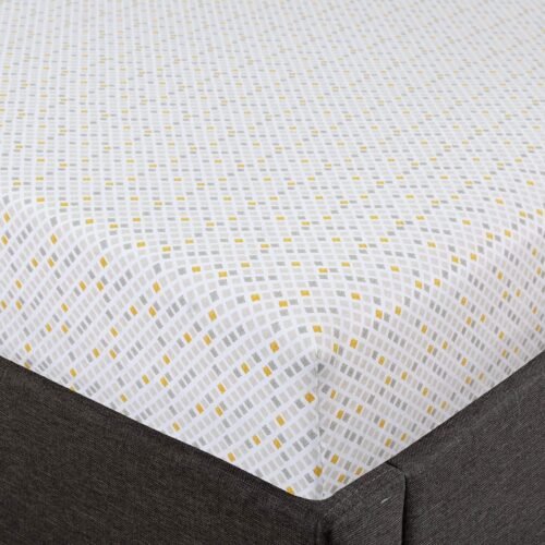 Fitted sheet, fitted sheet only, 100% cotton 300 thread count lightweight cool breathable twill fitted sheet, 16 inch regular elastic deep pocket design, soft mattress (Queen size, yellow, diamond)